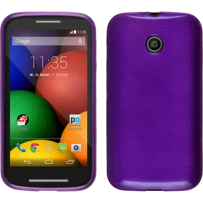 Produktbild von PhoneNatic Case kompatibel mit Motorola Moto E - lila Silikon Hülle brushed + 2 Schutzfolien