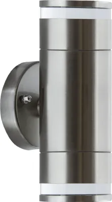 Produktbild von Wandleuchte außen Edelstahl Glas Up Down H: 18 cm IP54 Chrom matt GU10 2-flammig länglich Modern