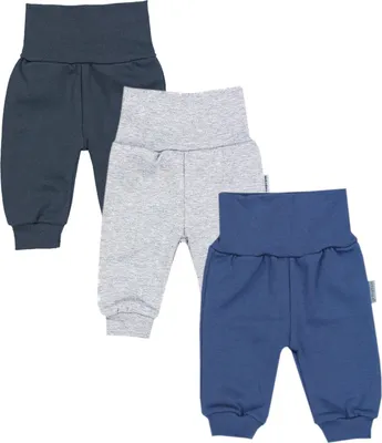 Produktbild von TupTam Baby Jungen Hose Jogginghose mit Breitem Bund 3er Pack, Farbe: Graphit / Melange Grau/ Jeans, Größe: 92