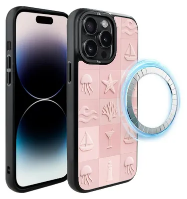 Produktbild von Schutzhülle für das iPhone 14 Pro Max, MagSafe-kompatibel, mattschwarze Seiten, Korallen, rosa