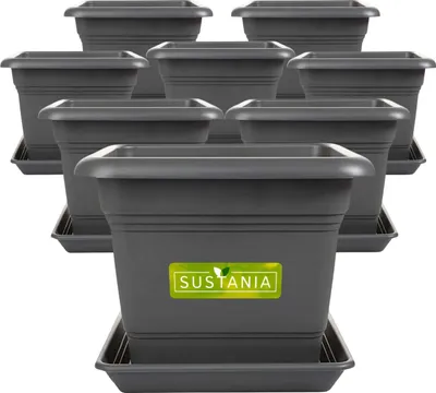 Produktbild von Wetterfester XXL Pflanzkübel 48x48 Outdoor – Drainage, 8er Set, robust, ideal Garten & Terrasse