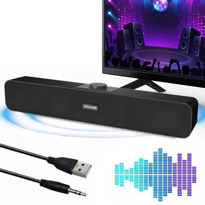 Zdjęcie produktu dla Głośnik komputerowy, soundbar Hi-Fi z portem USB do podłączenia do komputera i laptopa