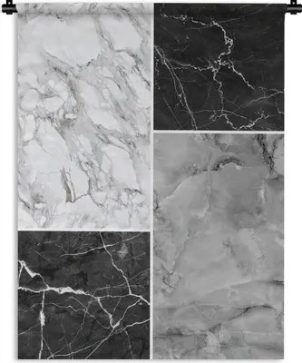 Produktbild von MuchoWow® Wandteppich Wandbehang Marmor - Weiß - Schwarz 60x80 cm Tapisserie Dekoration Wandtuch - Decke - Wandtücher - Wohne