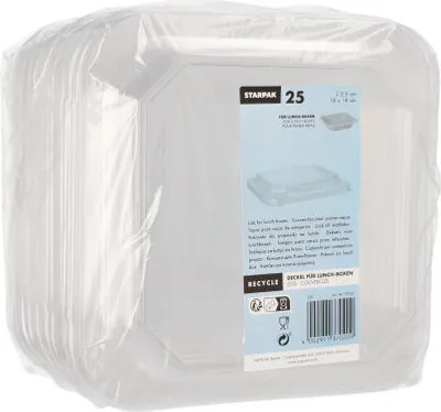 Produktbild von 100 Deckel für Salatschalen Lunchboxen PET eckig 2,5 cm x 18 cm x 18 cm transparent
