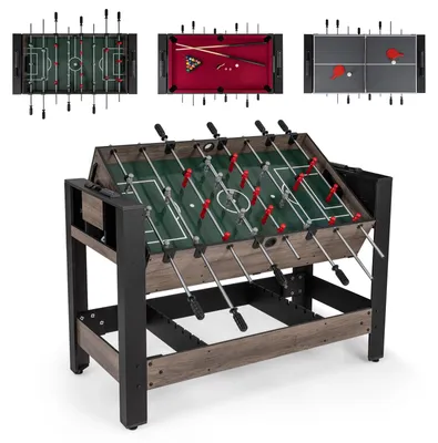 Image de Table de jeu multifonctionnelle FANTASK 2 en 1, rotative, comprenant un baby-foot et un billard