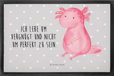 Produktbild von Mr. & Mrs. Panda fußmatte Axolotl Niedlich 50 x 75 cm - Grau Pastell - Geschenk, Weisheit, Lebensweisheit, Freundin, Schmutzmatte, Schmutzfangmatte, Bodenvorleger, Liebe