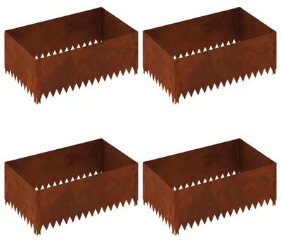 Immagine prodotto di vidaXL Bordura per prato, 4 pezzi, 100 x 60 x 35 cm, acciaio arrugginito