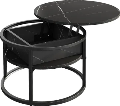 Produktbild von Couchtisch Vicco Marlo Schwarz/Marmor-Weiß 57 x 57 cm, Model 55942