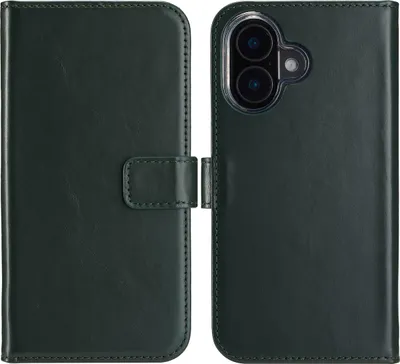 Image de Selencia Bibliothèque en cuir véritable pour l'Apple iPhone 16 - Vert