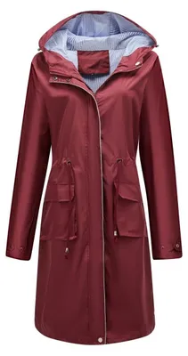 Produktbild von Solidchoice – Damen, wasserdichte, elegante, winddichte, lange Regenjacke, taillierte Passform