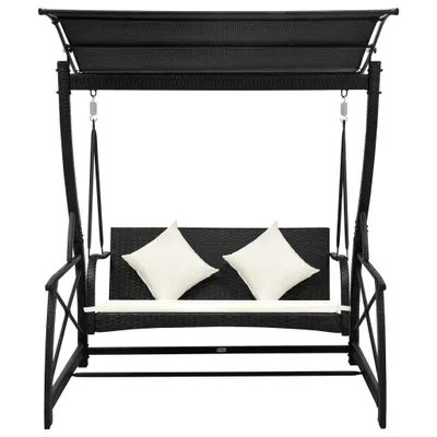 Produktbild von vidaXL Hollywoodschaukel 3-Sitzer mit Dach Poly Rattan Schwarz