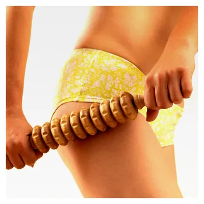 Produktbild von Anti-Cellulite-Massagedisk Massagegerät Massageroller mit Griff Maderotherapie aus Holz 40 cm