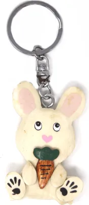 Produktbild von Schlüsselanhänger aus Holz - Hase weiß