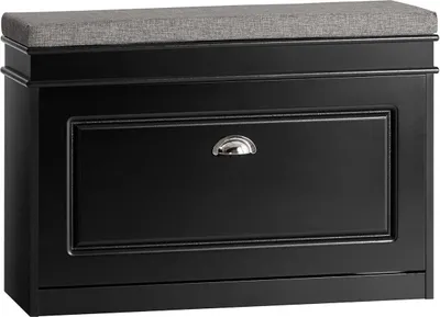Produktbild von SoBuy Shoe Bench Schuhschrank mit gepolsterter Sitzfläche und Polsterung Schuhbank 75x24x51cm - Schwarz