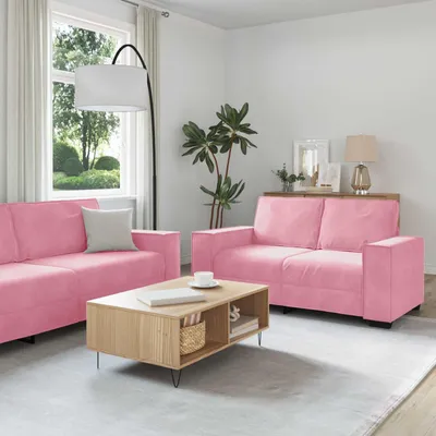 Productafbeelding van Maison Exclusive - 2-delige bankset met kussens, roze fluweel