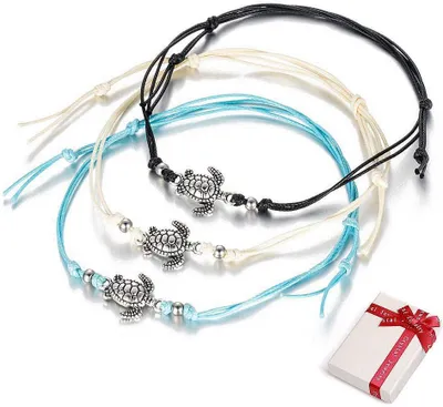 Imagen del producto de Conjunto de 3 tobilleras, estilo bohemio, ajustables, para mujeres y niñas