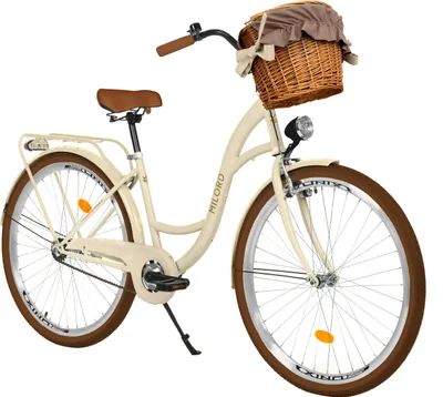 Produktbild von Milord Komfort Fahrrad Mit Weidenkorb Damenfahrrad, 28 Zoll, Beige-Braun, 1 Gang