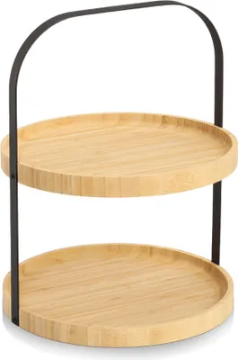 Produktbild von Zeller Present 25398, Display tray, Rund, Bambus, Metall, Schwarz, Holz, 250 mm, 250 mm