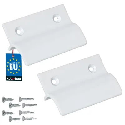 Produktbild von KOTARBAU® 2er Set Balkontürgriff außen 65x45mm Terrassentürgriff mit Steg Fenstergriff zum Aufschrauben Balkontüren Griff Aluminium Weiß
