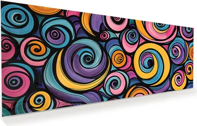 Produktbild von Glasbild 100x40cm in XXL für Wohnzimmer, Schlafzimmer Motiv Farbige Spiralen