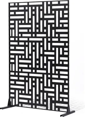 Obrázok produktu pre Paraván na oddelenie miestnosti zástena na ochranu súkromia kovová 120x50,8x193cm čierna