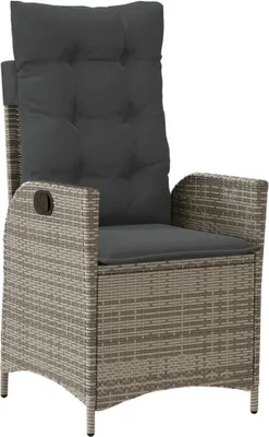 Produktbild von vidaXL Gartensessel Verstellbar mit Kissen Grau Poly Rattan
