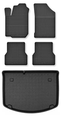 Image de Tapis en caoutchouc + bac de coffre pour Citroen C3 I 2002-2009 (coffre standard) – 5 pièces, noirs, semi-universel, adapté