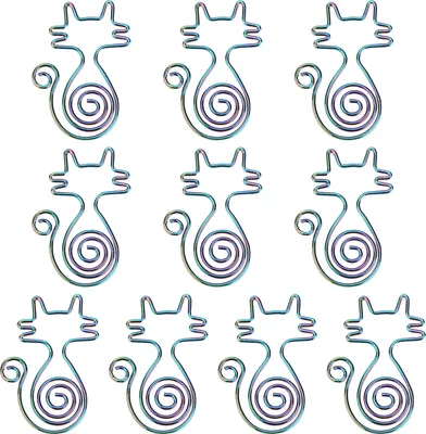 Zdjęcie produktu dla Spinacze biurowe, 10 sztuk, w kształcie kotków, kolorowe, kreatywne, poręczne, do biura, domu, segregatorów, zeszytów