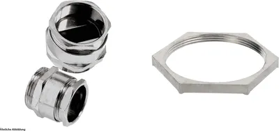 Produktbild von 59911414K LAPP Flachkabelverschraubung mit Gegenmutter PG48x1,588 Messing (CuZn) vernickelt Gewindelänge 10,0mm -