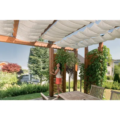 Produktbild von Windhager 10868 Sonnensegel-Seilspanntechnik-Set für Pergola, 270x140 cm, creme-weiß (1 Set)