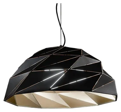 Immagine prodotto di Lampada a Sospensione in Metallo 3 Luci E27 Colore Nero e Oro, Design Moderno con Altezza Regolabile, Diametro 56 cm, 10S46624 NOR - Perenz