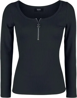 Produktbild von Black Premium by EMP Damen schwarzes Langarmshirt mit Reißverschluss im Rundhalsausschnitt S