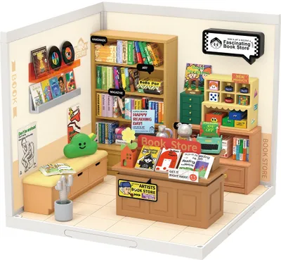 Produktbild von Rolife 3D-Modellbausatz „Bookstore“, DIY Miniaturhaus, detailreiches Dekorationsmodell