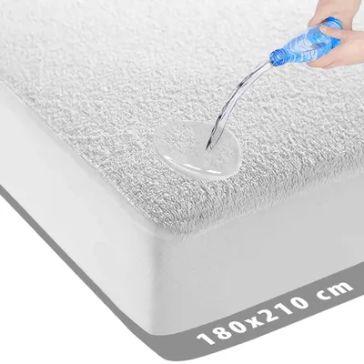 Productafbeelding van Matrasbeschermer 180x210 cm - Waterdicht - Molton badstof - Antibacteriëel - Rondom elastiek - Wit