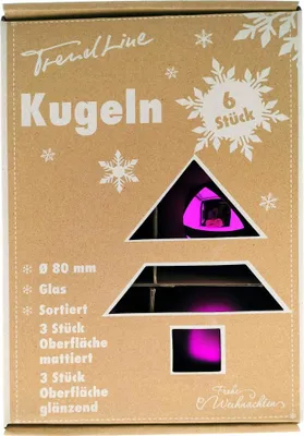 Produktbild von TrendLine Deko Set aus 6 Christbaumkugeln aus Glas 8 cm lila