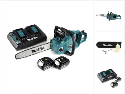 Immagine prodotto di Makita DUC 355 PT2 Motosega a batteria 36V ( 2x18V ) Brushless 35 cm + 2x batteria 5,0 Ah + doppio caricabatteria