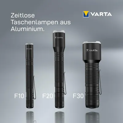 Produktbild von Varta Aluminium Light F20 Pro, Taschenlampe, Aluminium, Acrylnitril-Butadien-Styrol (ABS), Aluminium, Tasten, 1 m, LED