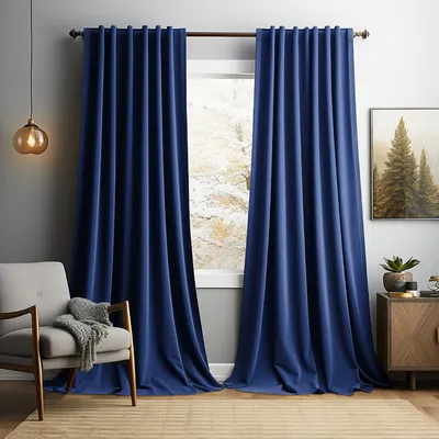 Produktbild von 2er Set Samt Vorhang Blickdicht Elegant Samtvorhänge Verdunkelung Thermovorhang Gardinen für Wohnzimmer Schlafzimmer Hotel, B132xH274cm, Königsblau