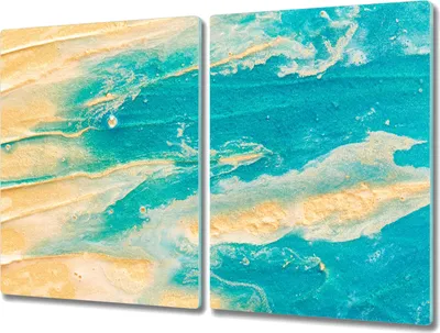 Produktbild von Coloray Kochplattenabdeckung Herdabdeckplatte 2x40x52 cm Hackbrett Schneidebrett Küchenbrett - Sand und Wasser