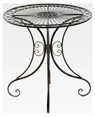 Produktbild von Gartentisch Hari I Bistrotisch mit kunstvollen Verzierungen I Eisentisch im Jugendstil, Farbe: Bronze