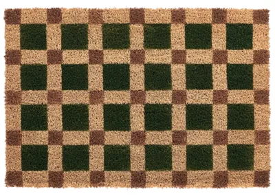 Obrázok produktu pre BELIANI podlahová rohož béžová/zelená z kokosových vlákien, 40 x 60 cm, obdĺžnikový tvar, protišmyková spodná strana s karčekovým vzorom, podlahová rohož na zachytávanie nečistôt, rohož do predsiene