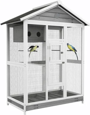 Produktbild von Vogelkäfig Wellensittichkäfig Mit 4 Sitzstangen, Vogelbauer Mit Ausziehbarer Bodenwanne, Vogelhaus Für Kanarienvögel, Tanne, 112 X 68 X 154 Cm