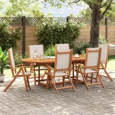 Produktbild von "im Angebot" Gartenstühle 6 Stk. - bis 150 kg - Klappbar Massivholz Akazie und Textilene - Stapelsessel CC10951