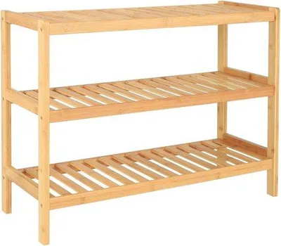 Obrázok produktu pre Bambusový regál na topánky s 3 úložnými boxmi – Stojací regál na topánky 70 x 26 x 55 cm