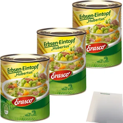 Produktbild von Erasco Erbsen-Eintopf Hubertus 3er Pack (3x800g Dose) + usy Block