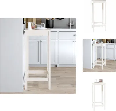 Obrázek produktu pro vidaXL Barový stůl bílý 50x50x110 cm z masivního borovicového dřeva - Jídelní stoly