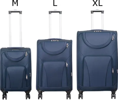 Produktbild von Leichtes XXL Kofferset aus Nylon Modell: Maribor Reiseset mit 3  Koffern 4 Rollen blau  M + L + XL Trolley 200 L Volumen insgesamt