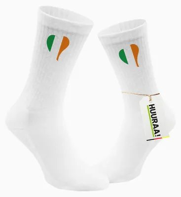 Produktbild von Huuraa Uni Socken Irland Flagge Herz 37/41 White Baumwolle Tennissocken Geschenkidee