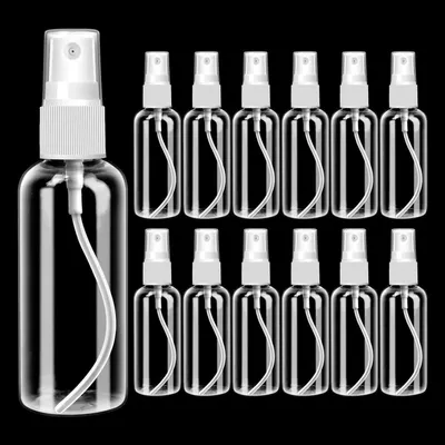 Immagine prodotto di Flaconi spray da 50 ml, trasparenti, in plastica, confezione da 12 pezzi. Ideali per nebulizzare liquidi