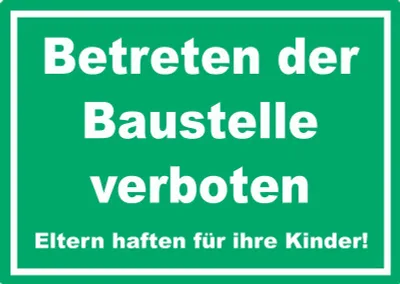 Produktbild von Betreten der Baustelle Schild grün-weiß A3 (297x420mm)